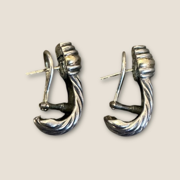 David Yurman  Sterling Silver and 14k Gold Cable Earrings - Picture 3 of 8